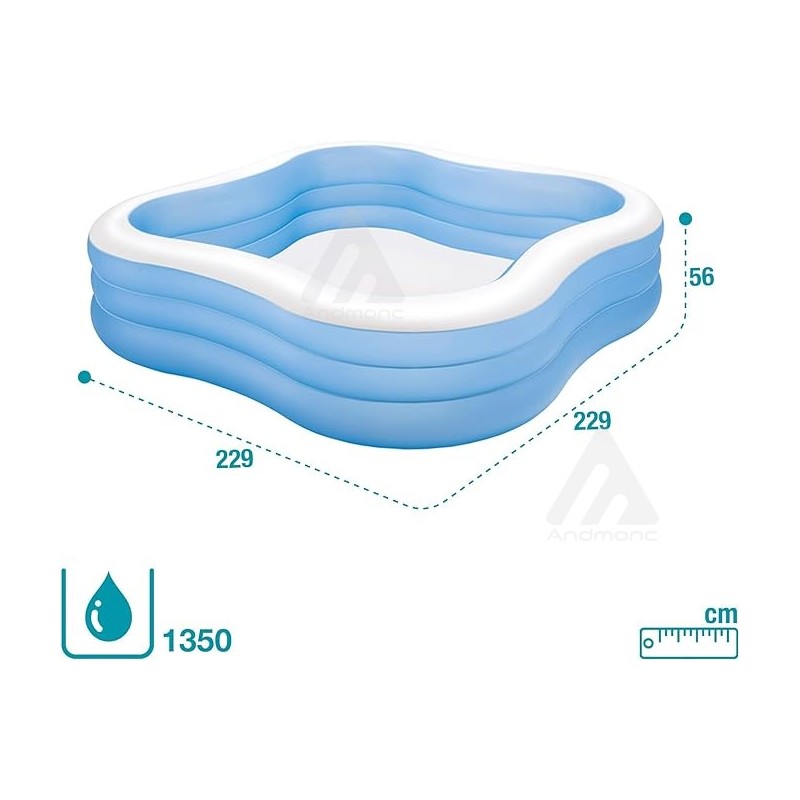Intex Bestway Piscina Family Quadrata, 229 x...