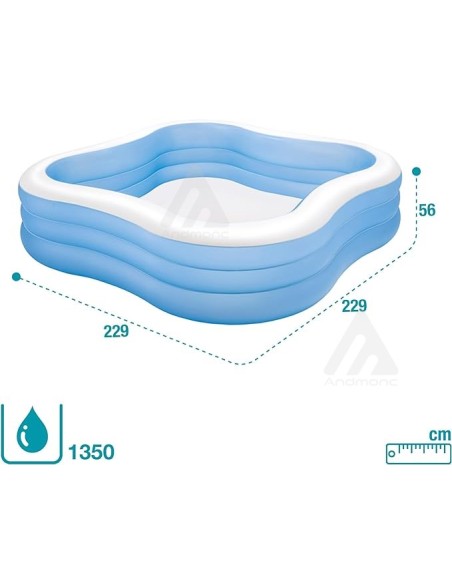 Intex Bestway Piscina Family Quadrata, 229 x 229 x 56 cm, Viola/Bianco