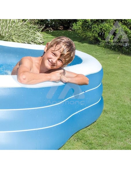 Intex Bestway Piscina Family Quadrata, 229 x 229 x 56 cm, Viola/Bianco