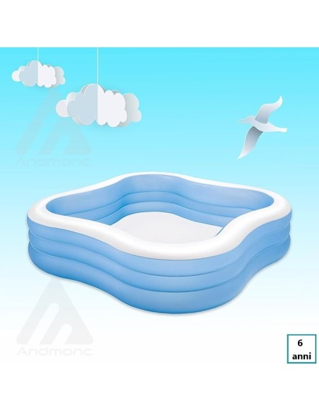 Intex Bestway Piscina Family Quadrata, 229 x 229 x 56 cm, Viola/Bianco
