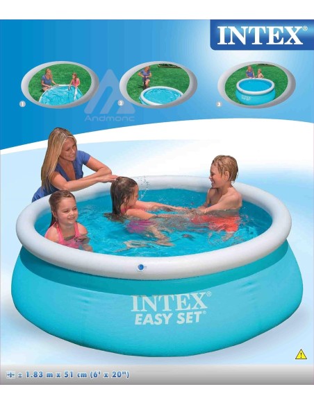 Intex Piscina Fuori Terra Easy Set Rotonda, 880 L, PVC, Azzurro, 183x51 cm
