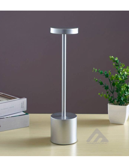 Lampada da Tavolo ricaricabile touch dimmerabile Argento