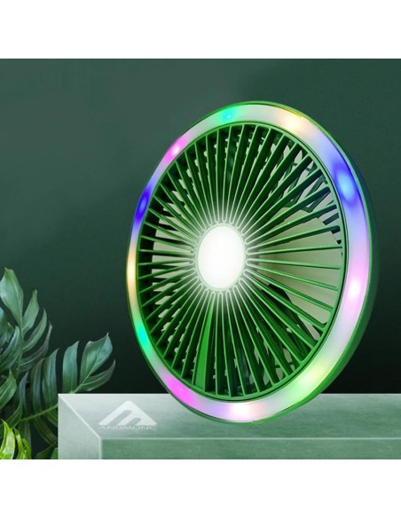 Ventilatore mini da scrivania con gancio luce LED