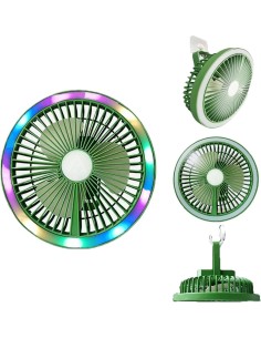 Ventilatore mini da scrivania con gancio luce LED 2
