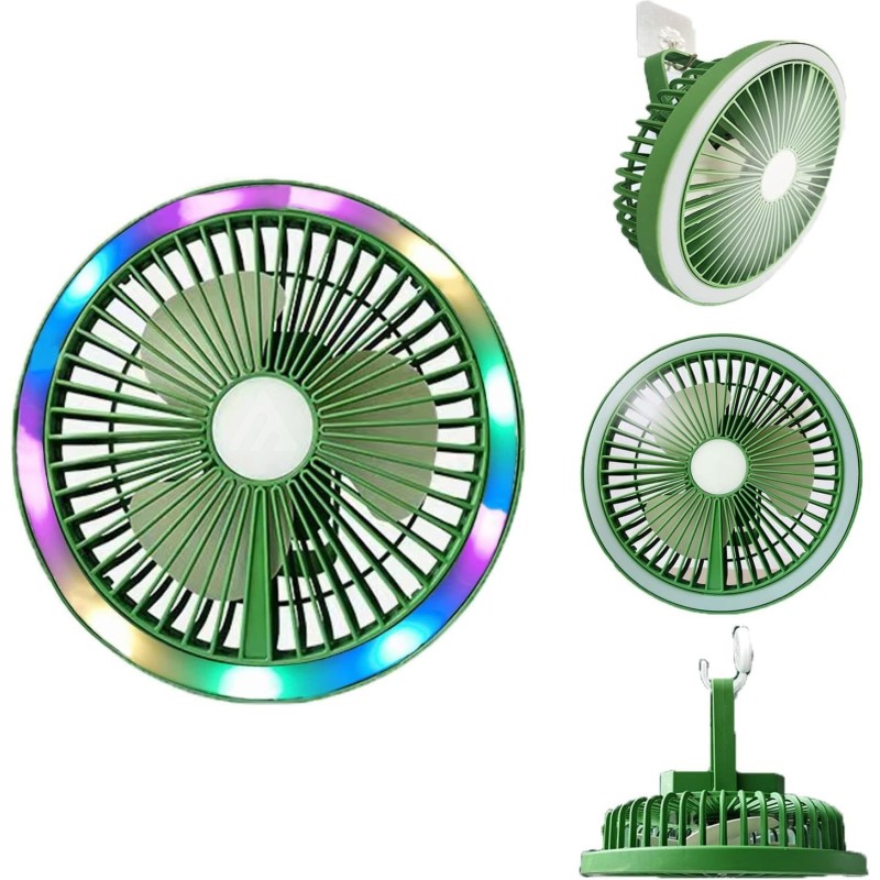 Ventilatore mini da scrivania con gancio luce LED