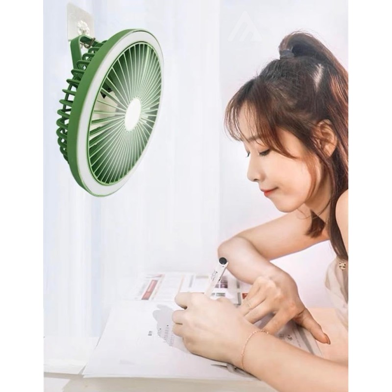 Ventilatore mini da scrivania con gancio luce LED