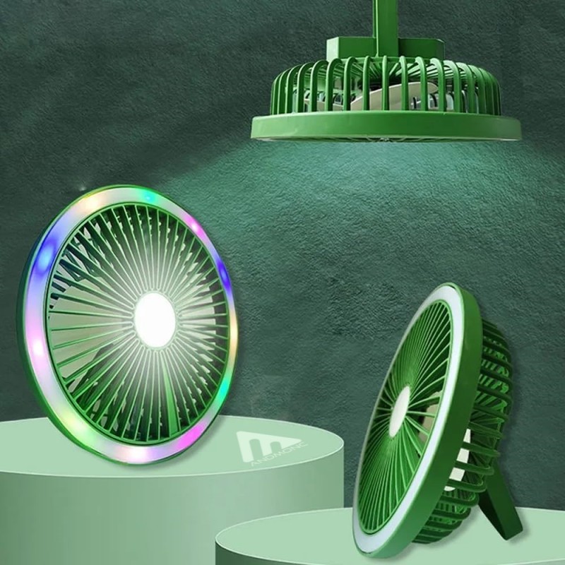 Ventilatore mini da scrivania con gancio luce LED