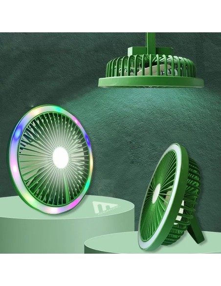 Ventilatore mini da scrivania con gancio luce LED