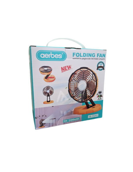 Ventilatore da tavolo portatile ricaricabile per interni ed esterni a 3 velocità con luce