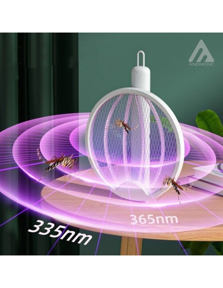 Racchetta per insetti, zanzare, mosche elettrica 3in1 pieghevole