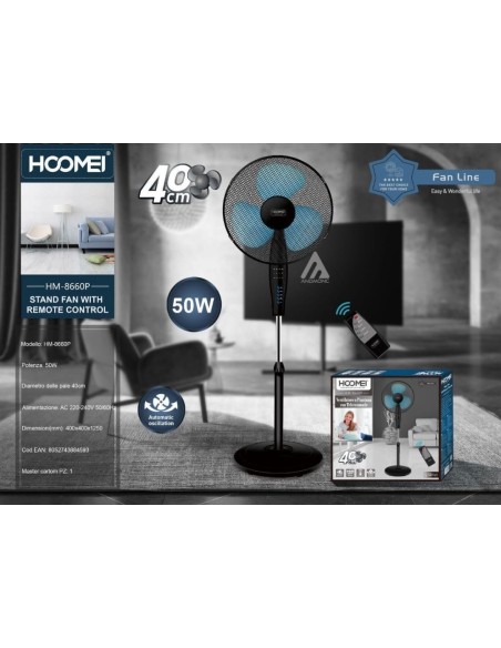 Ventilatore con telecomando 50W hm-8660P