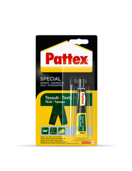 Pattex Special Tessuti Adesivo, Colla per tessuti lavabile e stirabile ad asciugatura rapida, 3 confezioni da 20g