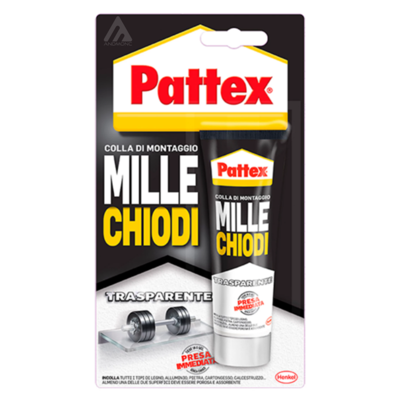 3x Pattex Millechiodi Trasparente, adesivo di...