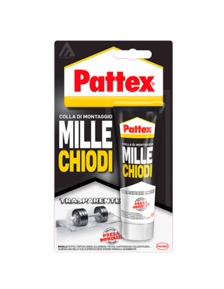 3x Pattex Millechiodi Trasparente, adesivo di montaggio a base acqua con presa immediata