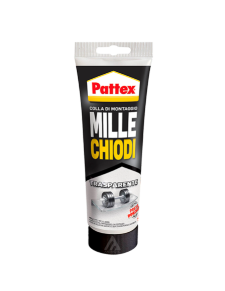 3x Pattex Millechiodi Trasparente, adesivo di montaggio a base acqua con presa immediata