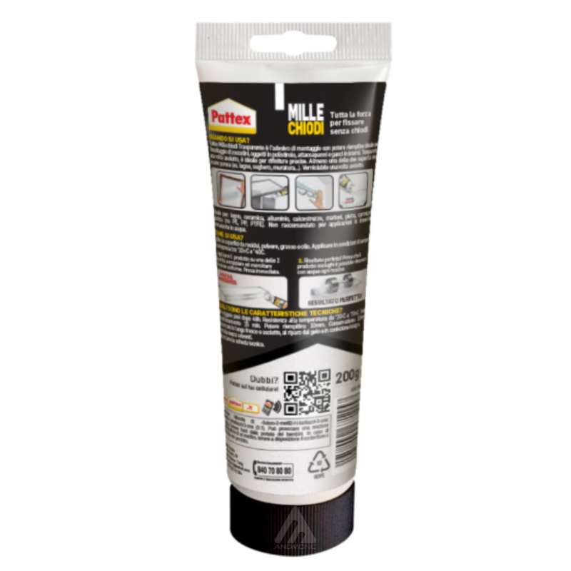 3x Pattex Millechiodi Trasparente, adesivo di...