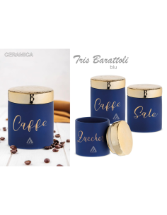 Tris barattoli blu zucchero, caffè, sale 2