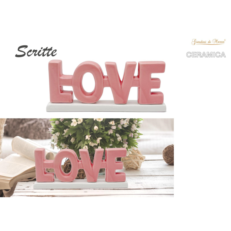 Scritta Love in ceramica Rosa 21x2,8x8,8cm