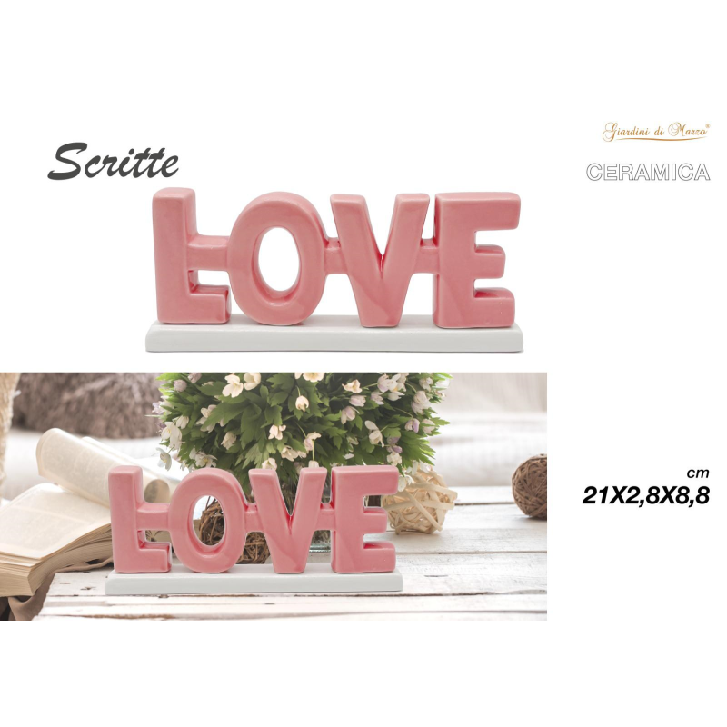Scritta Love in ceramica Rosa 21x2,8x8,8cm