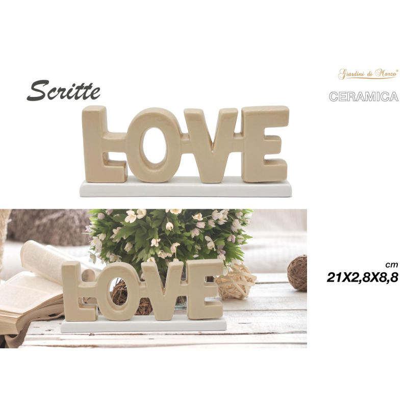 Scritta Love in ceramica Tortora 21x2,8x8,8cm
