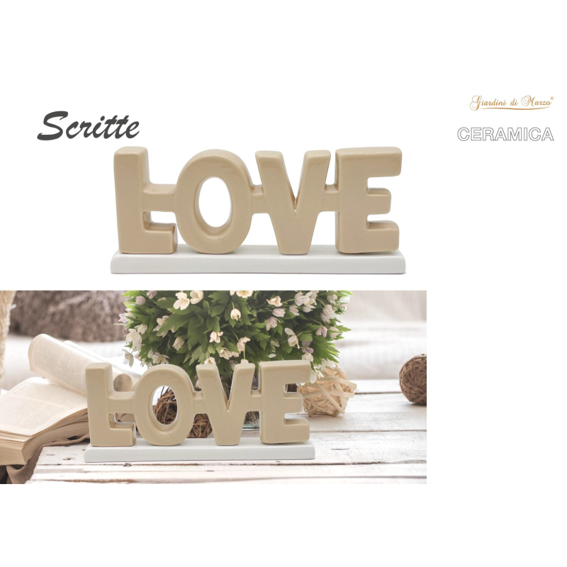 Scritta Love in ceramica Tortora 21x2,8x8,8cm
