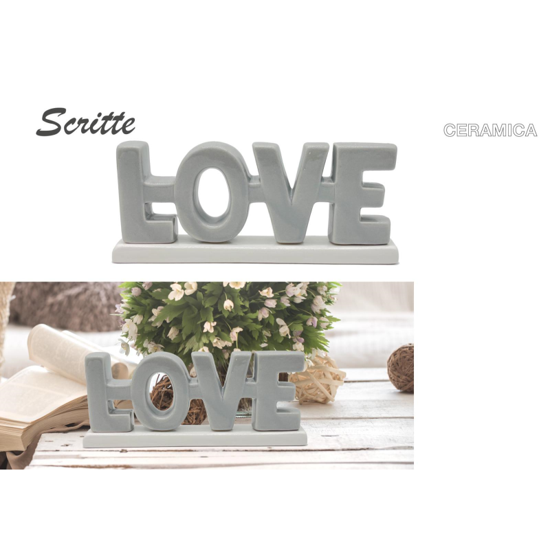 Scritta Love in ceramica Grigio 21x2,8x8,8cm