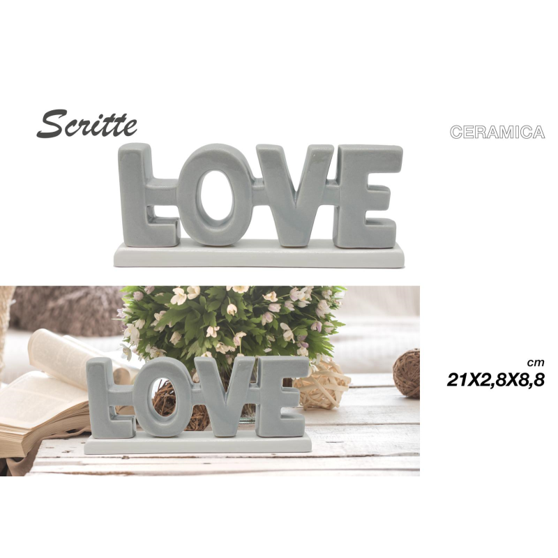 Scritta Love in ceramica Grigio 21x2,8x8,8cm