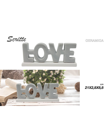 Scritta Love in ceramica Grigio 21x2,8x8,8cm