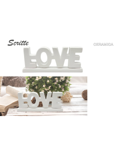Scritta Love in ceramica Bianco 21x2,8x8,8cm 2