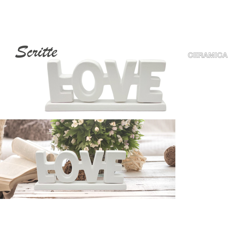 Scritta Love in ceramica Bianco 21x2,8x8,8cm