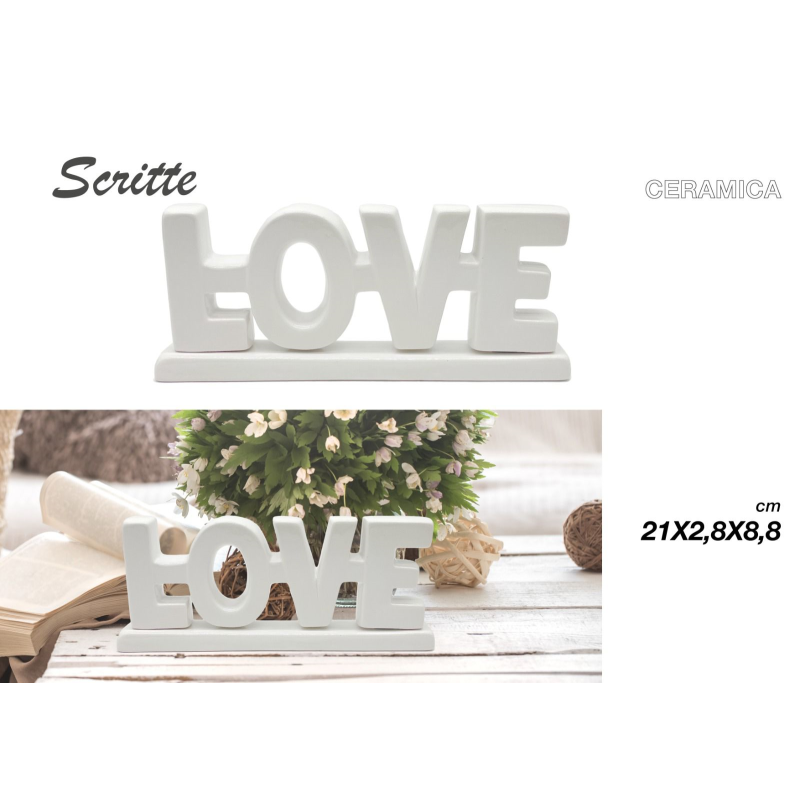 Scritta Love in ceramica Bianco 21x2,8x8,8cm