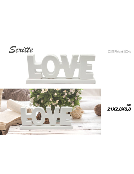 Scritta Love in ceramica Bianco 21x2,8x8,8cm