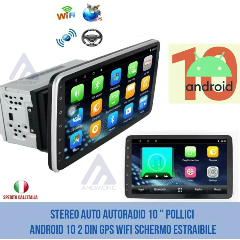 Autoradio 2din android wifi gps schermo estraibile