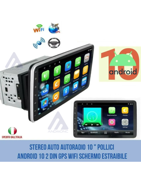 Autoradio 2din android wifi gps schermo estraibile