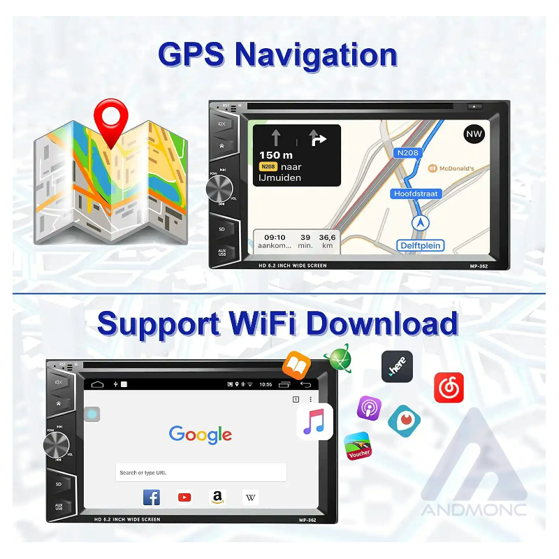 Autoradio android gps navi dvd 2din