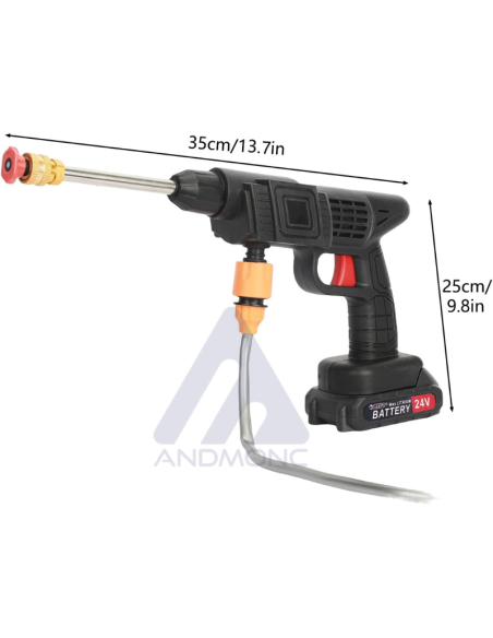 Idropulitrice 300W ad alta pressione,48V spruzzatore a batteria 10000mA-tubo 5m, senza fili 2x batterie