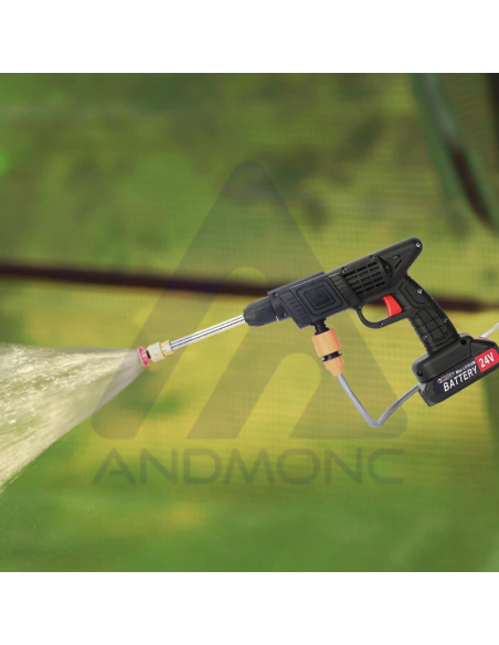 Idropulitrice 300W ad alta pressione,48V spruzzatore a batteria 10000mA-tubo 5m, senza fili 2x batterie