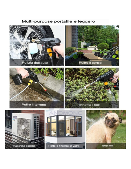 Idropulitrice ad alta pressione,48V spruzzatore a batteria 10000mA-tubo 5m, senza fili