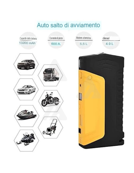 Starter Avviatore batteria auto moto emergenza power bank portatile 12v