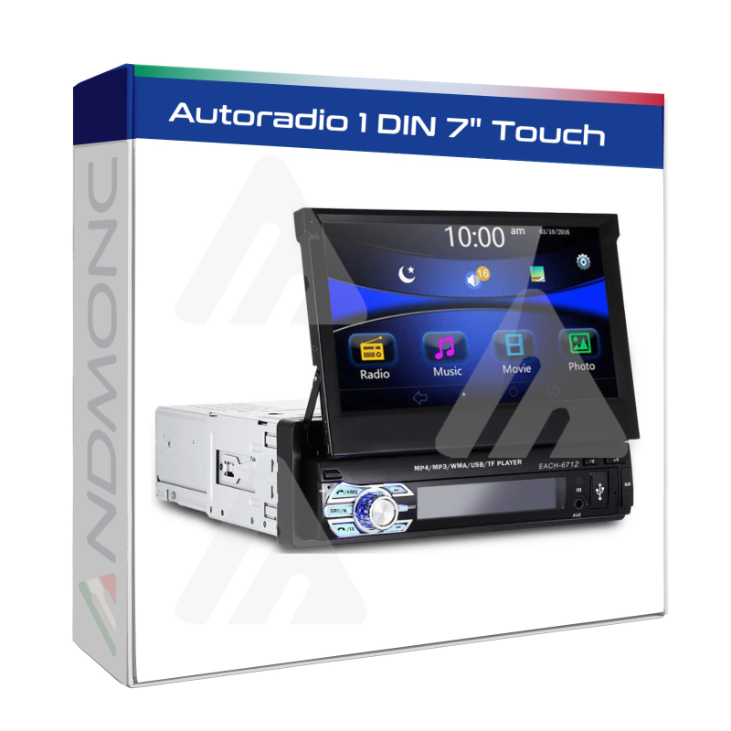 Autoradio 1 DIN schermo a scomparsa 7″ touch