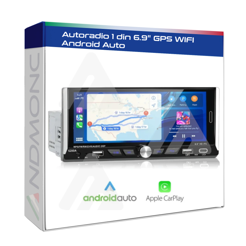 Autoradio 1 din 6.9" GPS Wifi 6280A