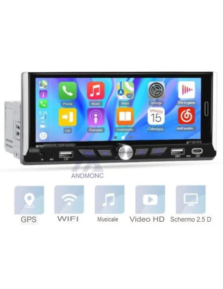 Autoradio 1 din 6.9" GPS Wifi 6280A