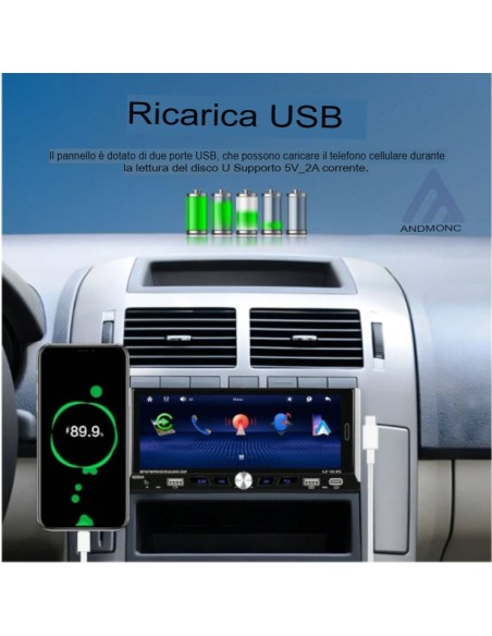 Autoradio 1 din 6.9" GPS Wifi 6280A