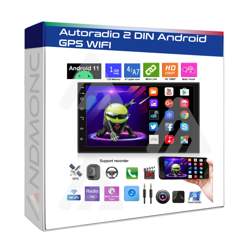 Stereo 7" Android 11 autoradio 2din aux hd bluetooth fm GPS WIFI Touch screen