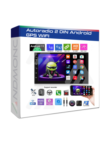 Stereo 7" Android 11 autoradio 2din aux hd bluetooth fm GPS WIFI Touch screen