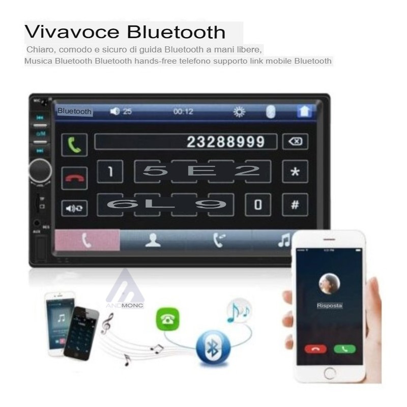 Stereo autoradio 2 din 7" pollici touch screen...