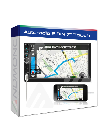 Stereo autoradio 2 din 7" pollici touch screen mirror link bluetooth aux usb sd
