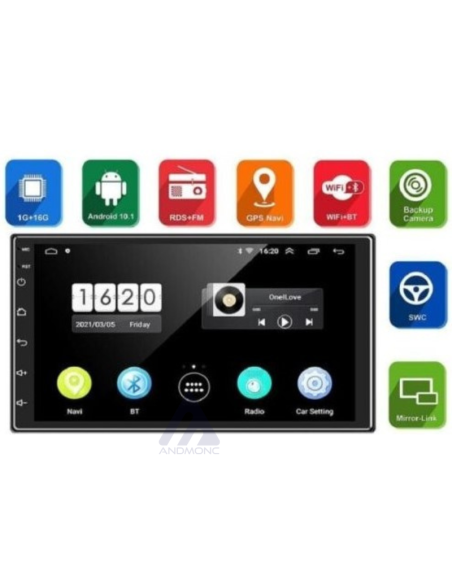 Autoradio Android 7" wifi gps bluetooth usb 2din + telecamera Parcheggio