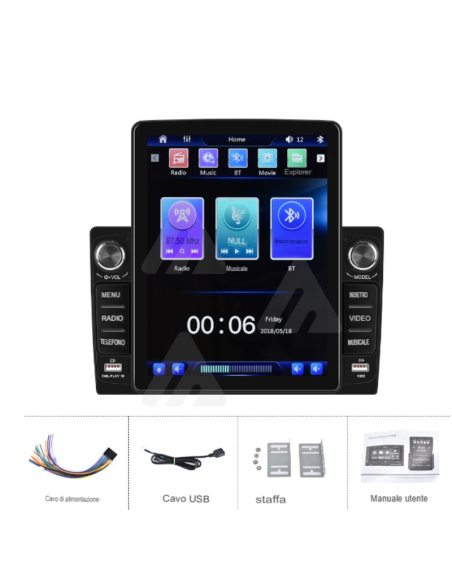 Autoradio universale 2din Bluetooth usb aux fm gps touch 9.5"