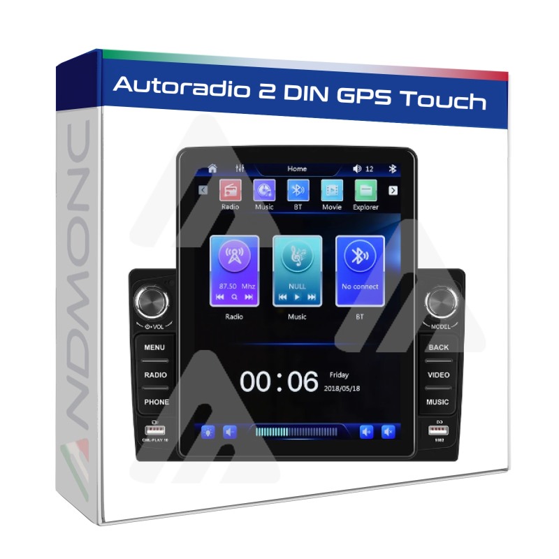 Autoradio universale 2din Bluetooth usb aux fm gps touch 9.5"